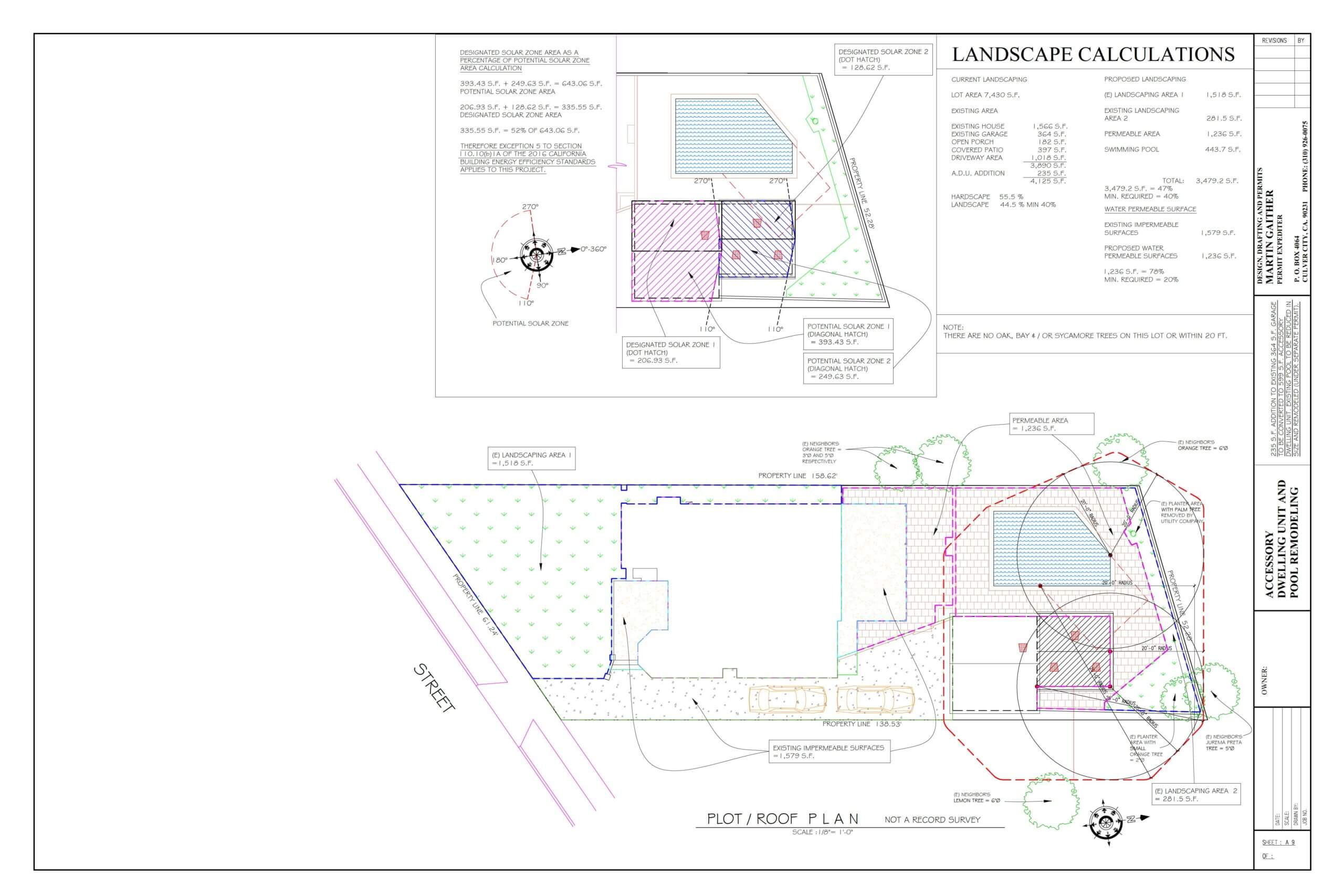 Dryden St17-A-9Plot Plan with Calcs Diagrams_Redacted